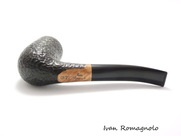 Pipa "Bent Billiard" in legno di radica, rusticata nera (Non disponibile) - immagine 6