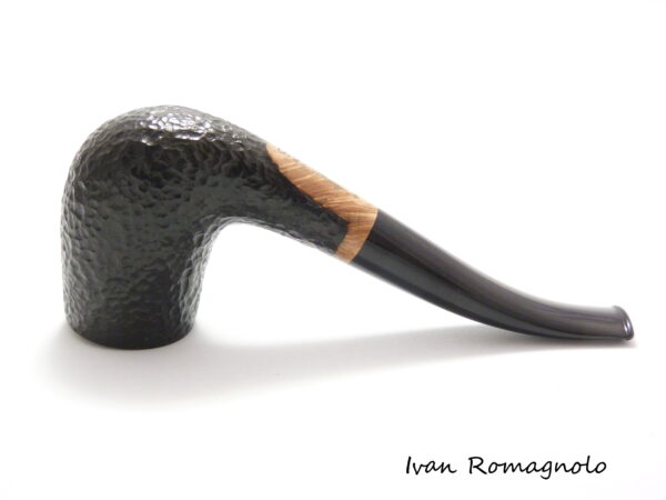 Pipa "Bent Billiard" in legno di radica, rusticata nera (Non disponibile) - immagine 5
